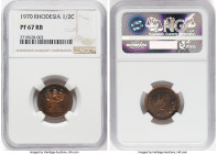 Republic Proof 1/2 Cent 1970 PR67 Red and Brown NGC, KM9. A near perfect specimen enrobed with varying shades of mahogany. An elusive issue with a min...