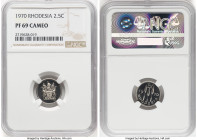 Republic Proof 2-1/2 Cents 1970 PR69 Cameo NGC, KM11. Assigned only a single step down from the highest attainable numerical grade, combined with a re...