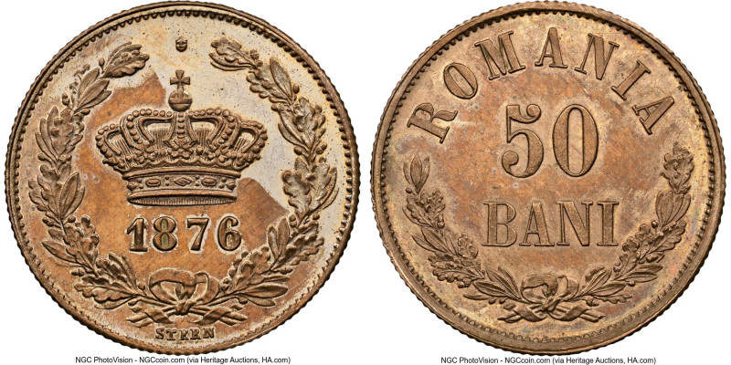 Carol I copper-nickel Proof 50 Bani 1876 Proof Details (Cleaned) NGC, Schäffer/S...