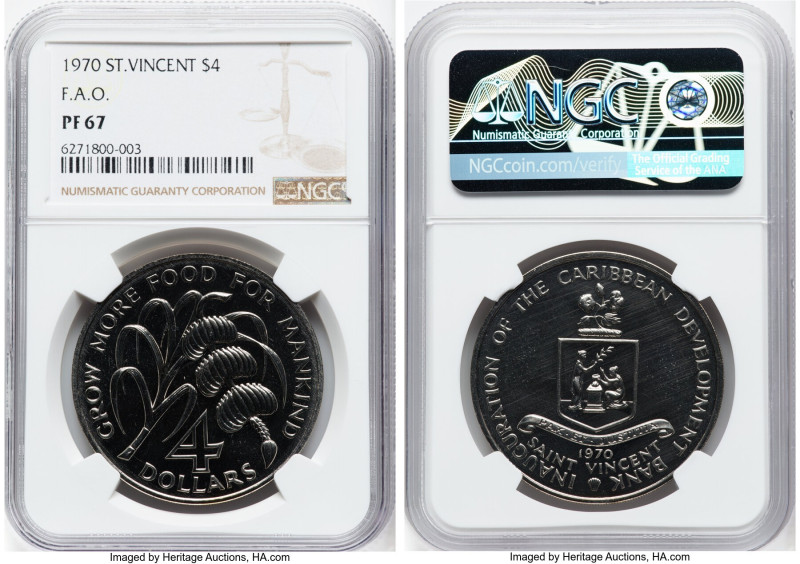 Associated State copper-nickel Proof "F.A.O." 4 Dollars 1970 PR67 NGC, KM13. Min...