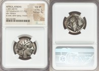ATTICA. Athens. Ca. 455-440 BC. AR tetradrachm (25mm, 17.19 gm, 5h). NGC Choice VF 5/5 - 3/5. Early transitional issue. Head of Athena right, wearing ...