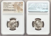 ATTICA. Athens. Ca. 440-404 BC. AR tetradrachm (22mm, 17.19 gm, 10h). NGC AU 4/5 - 5/5. Mid-mass coinage issue. Head of Athena right, wearing crested ...