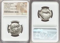 ATTICA. Athens. Ca. 440-404 BC. AR tetradrachm (27mm, 17.14 gm, 8h). NGC AU 4/5 - 4/5. Mid-mass coinage issue. Head of Athena right, wearing crested A...