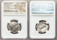 ATTICA. Athens. Ca. 440-404 BC. AR tetradrachm (25mm, 17.18 gm, 2h). NGC Choice XF 5/5 - 3/5. Mid-mass coinage issue. Head of Athena right, wearing cr...