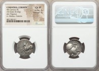 CORINTHIA. Corinth. Ca. 345-300 BC. AR stater (20mm, 8.54 gm, 9h). NGC Choice VF 4/5 - 3/5. Pegasus flying left / Helmeted head of Athena right; Artem...