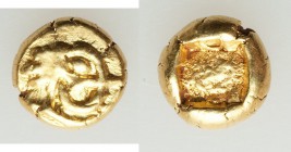 IONIA. Uncertain mint. Ca. 600-550 BC. EL sixth stater or hecte (?) (9mm, 2.07 gm). VF. Uncertain standard. Head of ram left / Incuse square. Unpublis...