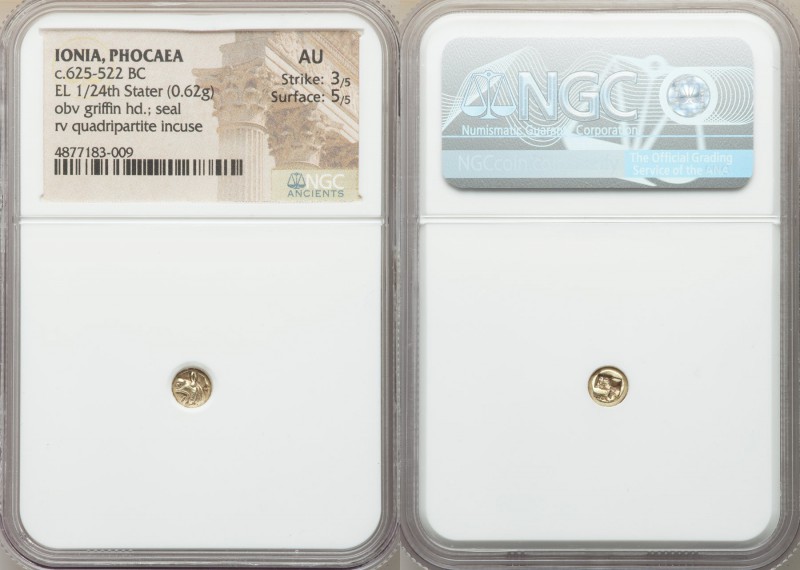 IONIA. Phocaea. Ca. 625-522 BC. EL 1/24 stater or myshemihecte (5mm, 0.62 gm). N...