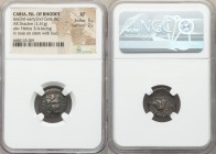 CARIAN ISLANDS. Rhodes. Ca. 205-188 BC. AR drachm (16mm, 2.41 gm, 12h). NGC XF 5/5 - 2/5. Head of Helios facing slightly to right / Rose with small te...