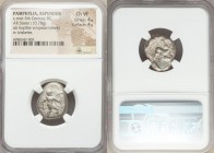 PAMPHYLIA. Aspendus. Ca. mid-5th century BC. AR stater (18mm, 10.78 gm). NGC Choice VF 4/5 - 4/5. Helmeted hoplite advancing right, holding shield and...
