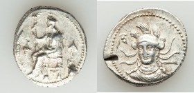 CILICIA. Tarsus. Balacros, as Satrap (333-323 BC). AR stater (25mm, 10.75 gm, 5h). XF, test cut. Baaltars seated left, holding lotus-tipped scepter, g...