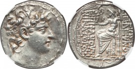 SELEUKID KINGDOM. Seleucus VI Epiphanes (ca. 96-94 BC). AR tetradrachm (26mm, 15.76 gm, 1h). NGC AU 4/5 - 4/5. Antioch mint. Diademed head of Seleucus...