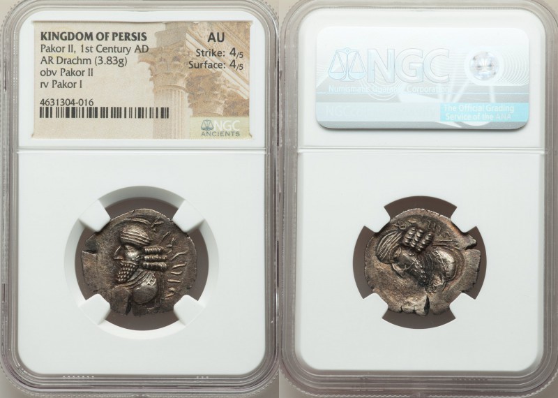 PERSIS KINGDOM. Pakor II (1st century AD). AR drachm (25mm, 3.83 gm, 10h). NGC A...
