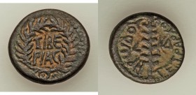 JUDAEA. Herodians. Herod Antipas (4 BC-39 AD). AE full denomination (25mm, 12.87 gm, 11h). VF, heavily tooled. Tiberias mint. TIBE PIAC (Tiberias) wit...