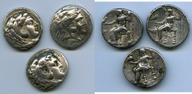 ANCIENT LOTS. Greek. Macedonian Kingdom. Ca. 336-323 BC. Lot of three (3) AR tetradrachms. VF. Includes: (3) Macedonian Kingdom, Alexander III the Gre...