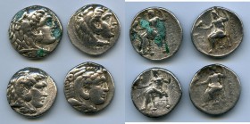 ANCIENT LOTS. Greek. Macedonian Kingdom. Ca. 336-323 BC. Lot of four (4) AR tetradrachms. Fine-VF. Includes: (4) Macedonian Kingdom, Alexander III the...