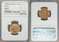 Victoria gold "Shield" Sovereign 1883-M AU55 NGC, Melbourne mint, KM6. 

HID09801242017