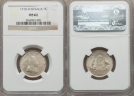 Edward VII Shilling 1910 MS62 NGC, London mint, KM20. A sterling representation of this important one year type. The only Australian Shilling with por...