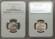 George V Shilling 1913 AU55 NGC, KM26. This lightly toned example just misses a mint state designation. A type that was spent, not saved, so few are e...