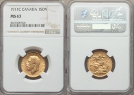George V gold Sovereign 1911-C MS63 NGC, Ottawa mint, KM20.

HID09801242017