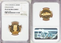 Republic gold Proof "Coelacanth" 20000 Francs 1976 PR67 Ultra Cameo NGC, Paris mint, KM12. AGW 0.1777 oz. 

HID09801242017