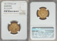Republic gold 20 Francs 1851-A AU Details (Reverse Improperly Cleaned) NGC, Paris mint, KM762. AGW 0.1867 oz. 

HID09801242017