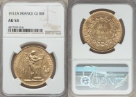 Republic gold 100 Francs 1912-A AU53 NGC, Paris mint, KM858. AGW 0.9334 oz. 

HID09801242017