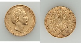 Bavaria. Ludwig II gold 20 Mark 1873-D Good VF (surface hairlines), Munich mint, KM894. 23mm. 7.92gm. AGW 0.2305 oz. 

HID09801242017