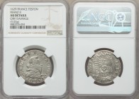 Lorraine. Franz II Teston 1629 AU Details (Obverse Damage) NGC, KM35. NGC tag reads France, the SCWC lists under German States. 

HID09801242017