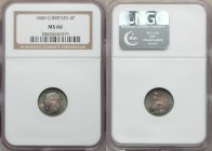 Victoria Groat (4 Pence) 1840 MS66 NGC, KM731.1. Lovely blue-green, rose and gold toning. 

HID09801242017