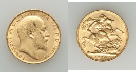 Edward VII gold Sovereign 1910 AU, KM805. 22mm. 7.96gm. 

HID09801242017