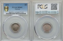 British Colony. Victoria 4 Pence 1891 MS65 PCGS, KM6. A near flawless example with silvery centers and sea green highlights. 

HID09801242017
