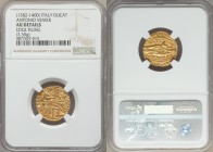 Venice. Antonio Venier (1382-1400) gold Ducat ND AU Details (Edge Filing) NGC, Venice mint, 3.39gm, Fr-1229, CNI-VIIa.32. ΛNTO • VЄNЄRIO | • S | • M |...
