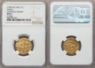 Venice. Ludovico Manin (1789-1797) gold Zecchino ND MS61 NGC, KM755, CNI-VIIIb.70var (pellet placement). 3.50gm. LVDOV • MANIN | S | • M | • V | E | N...