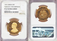 Republic gold Proof "Tubman's 70th Birthday" 30 Dollars 1965 PR67 Ultra Cameo NGC, KM22. Mintage: 400. AGW 0.4340 oz. 

HID09801242017