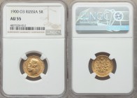 Nicholas II gold 5 Roubles 1900-ФЗ AU55 NGC, St. Petersburg mint, KM-Y62.

HID09801242017