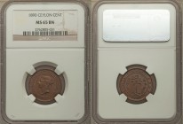 3-Piece Lot of Certified British Colonial Minors NGC, 1) Ceylon: British Colony. Victoria Cent 1890 - MS65 Brown, KM92 2) India: British Colony. East ...