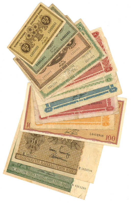 Finland Lot of 12 Banknotes 1916 - 1957

Various Dates & Denominations; F-VF