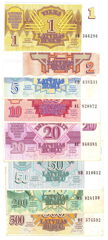 Latvia 1 - 2 - 5 - 10 - 20 - 50 - 200 - 500 Rublu 1992

P# 35 - 42, VF-UNC