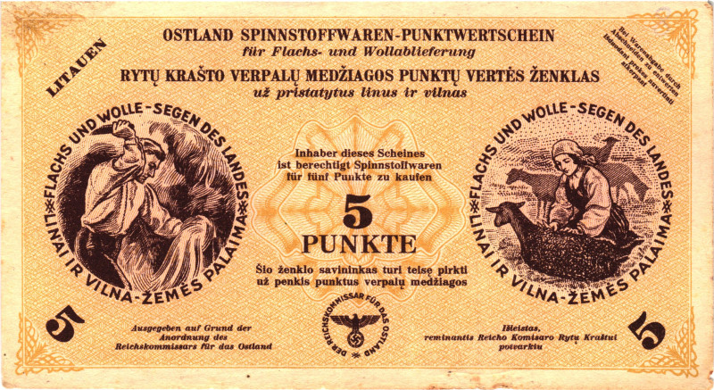 Lithuania 5 Punkte 1945 German Occupation - WW II

Grabowski LT19; AUNC-