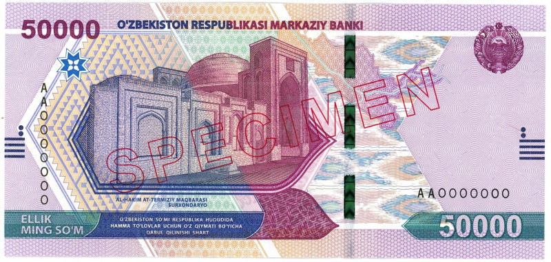 Uzbekistan 50000 Sum 2021 Specimen

N# 315912; # AA 0000000; UNC