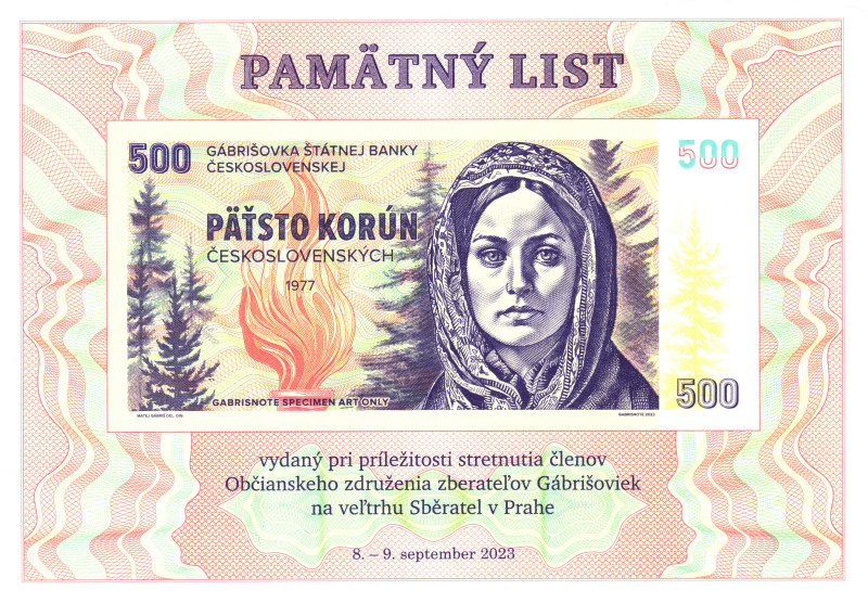 Czech Republic Memorial Letter 500 Korun 2023

Fantasy Banknote; BUNC