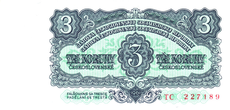 Czechoslovakia 3 Koruny 1961

P# 81a, N# 207313; # TC 227189; UNC