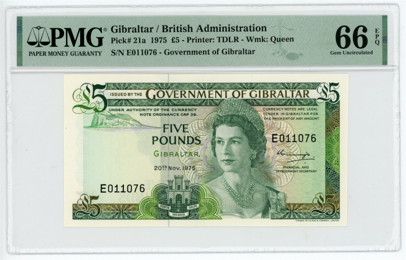 Gibraltar 5 Pounds 1975 PMG 66 EPQ Gem Uncirculated

P# 21a, N# 214350; # E011...