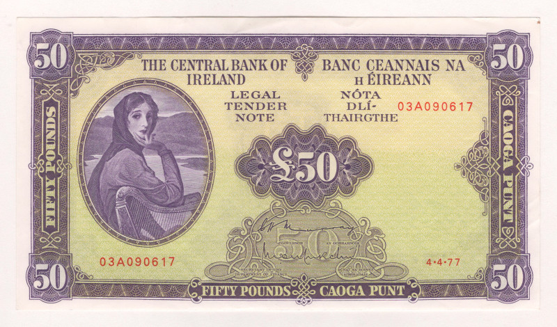 Ireland 50 Pounds 1977

P# 68c, N# 230148; # 03A090617; UNC-