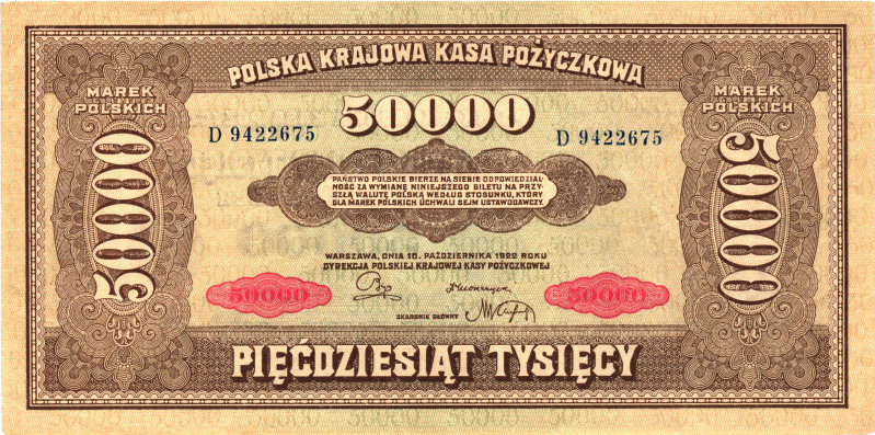 Poland 50000 Marks 1922

P# 33, N# 210696; # D 9422675; XF+