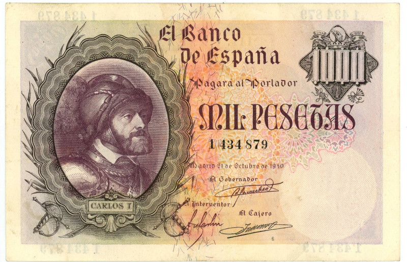 Spain 1000 Pesetas 1940

P# 125a, N# 207447; # 1434879; VF