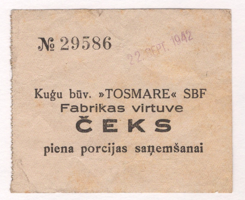 Germany - Third Reich Kriegsmarine Ship Repair Plant Cheque for Milk 1942

# 2...