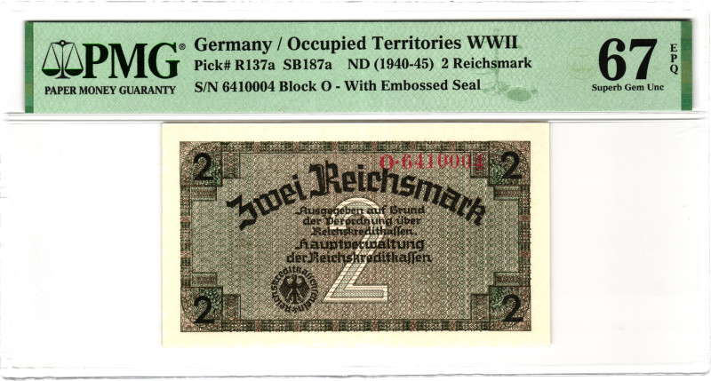 Germany - Third Reich 2 Reichsmark 1940 - 1945 (ND) PMG 67 EPQ Superb Gem Unc
...