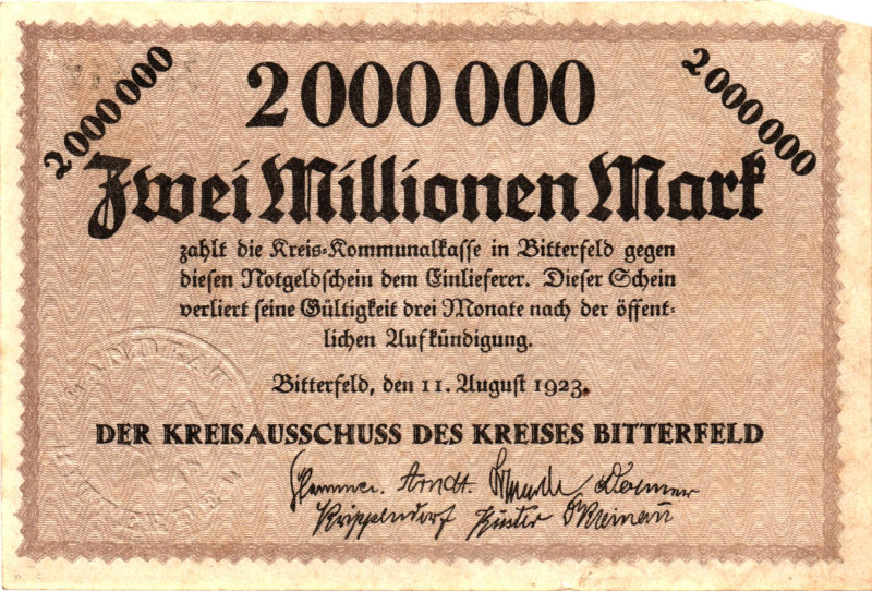 Germany - Weimar Republic Bitterfeld 2000000 Mark 1923

# 1411; Now Bitterfeld...