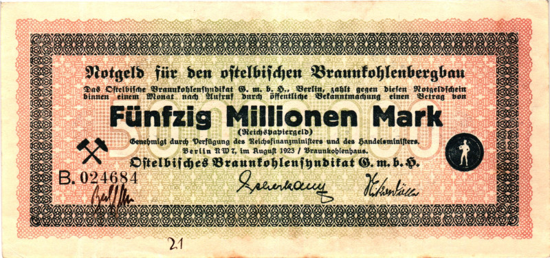 Germany - Weimar Republic Berlin 50000000 Mark 1923

# B.024684; Now Berlin in...